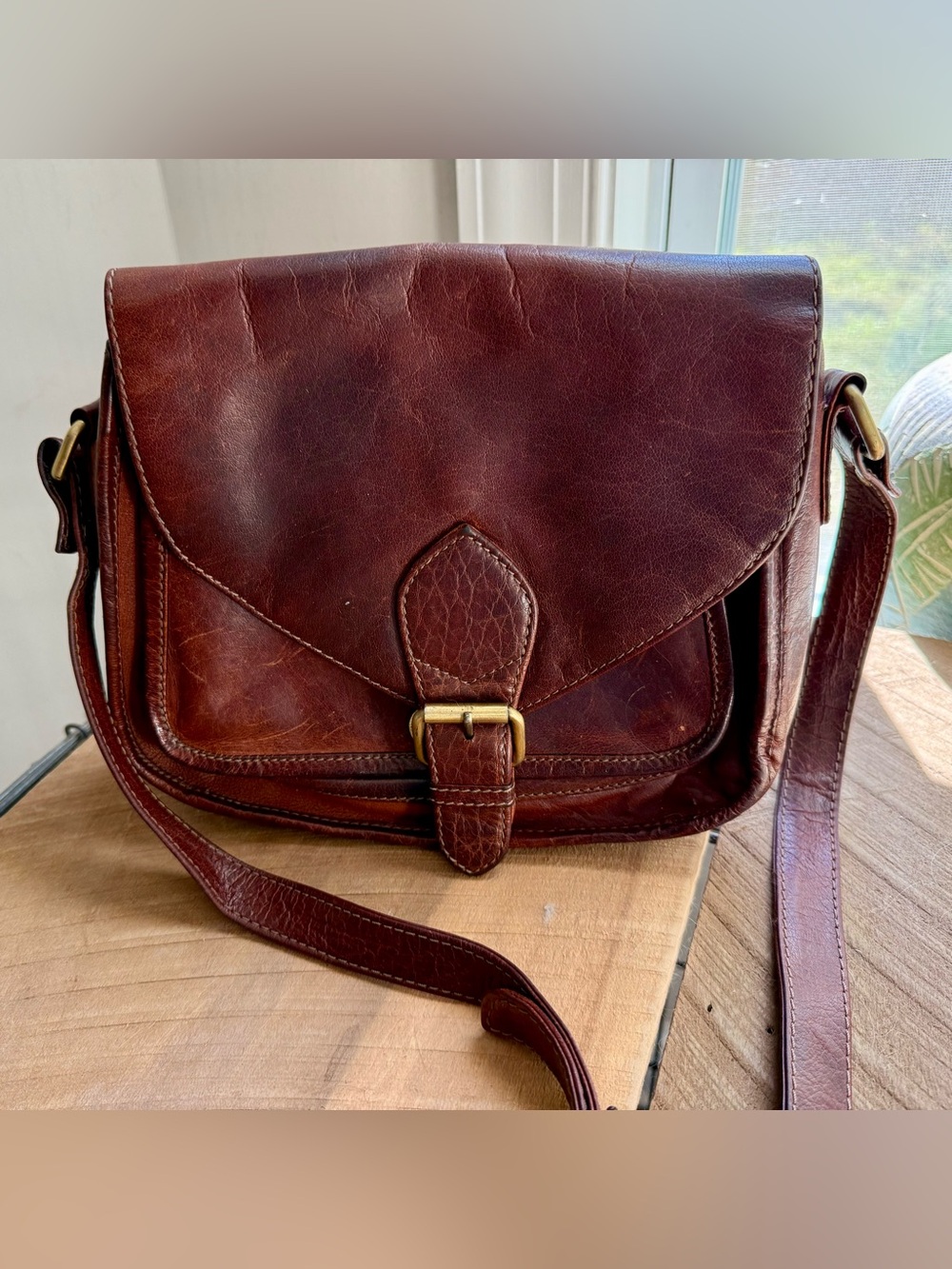 Joyn brown leather crossbody
